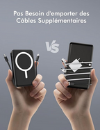 ⚡ PowerMag™ — Batterie Externe Magnétique avec Câbles Intégrés & Charge Rapide